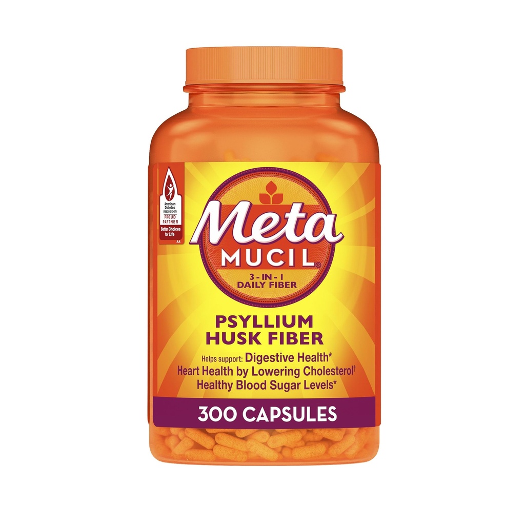 Metamucil, Psyllium Husk Capsules, 300 Capsule, 3-in-1 Fibra Supplemento, Daily Psyllium Husk Fiber Capsules Aiuta a sostenere la salute digestiva promuovendo la regolarità*, Aiuta a integrare l'assunzione giornaliera di fibre