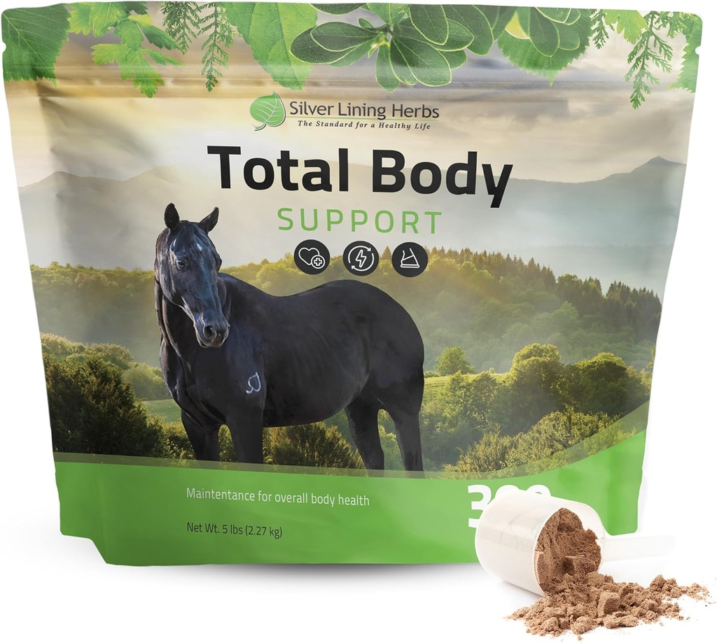 Silver Lining Herbs Total Body Horse Supplements Polvere per la salute generale e mentale - Promuovere una migliore pelle e cappotto sano per i cavalli - Natural Herbal Equinity Horse Supplement - 5 lb Bag