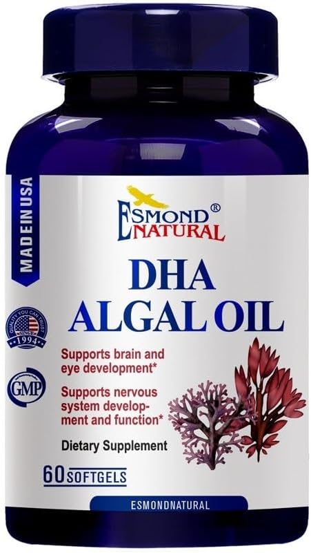 Olio DHA Algal (Made with Onavita Oil. 40% Acido Docosahexaenoico. Supporta il cervello, l'occhio e il sistema nervoso), GMP, Naturale Prodotto Assn Certificato, Made in USA - 500mg, 60 Softgels