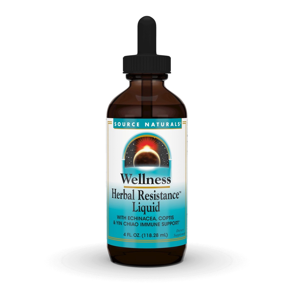 Sorgente Naturals Wellness Herbal Resistance Liquido Immune Defense Supplemento e Immuni Booster con Echinacea, Elderberry e Yin Chiao - 4 Fluid Oz