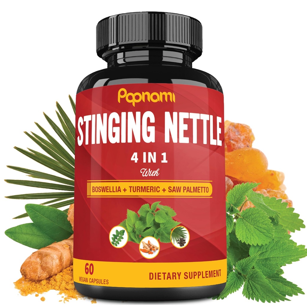 Estratto di ortica con Boswellia, Turmeric & Saw Palmetto - 2 mesi di fornitura per Joint, Body Management, Skin, Hair & Immunity