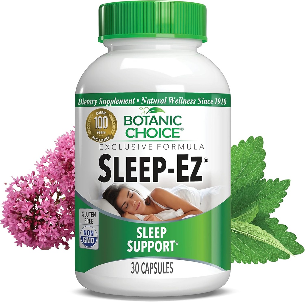 Scelta Botanica Sleep-Ez- Potente miscela di Estratto di Valeriana, Melatonina, Hops, Kava Kava e Balm di limone per aiutare a dormire senza Grogginess (30 capsule)