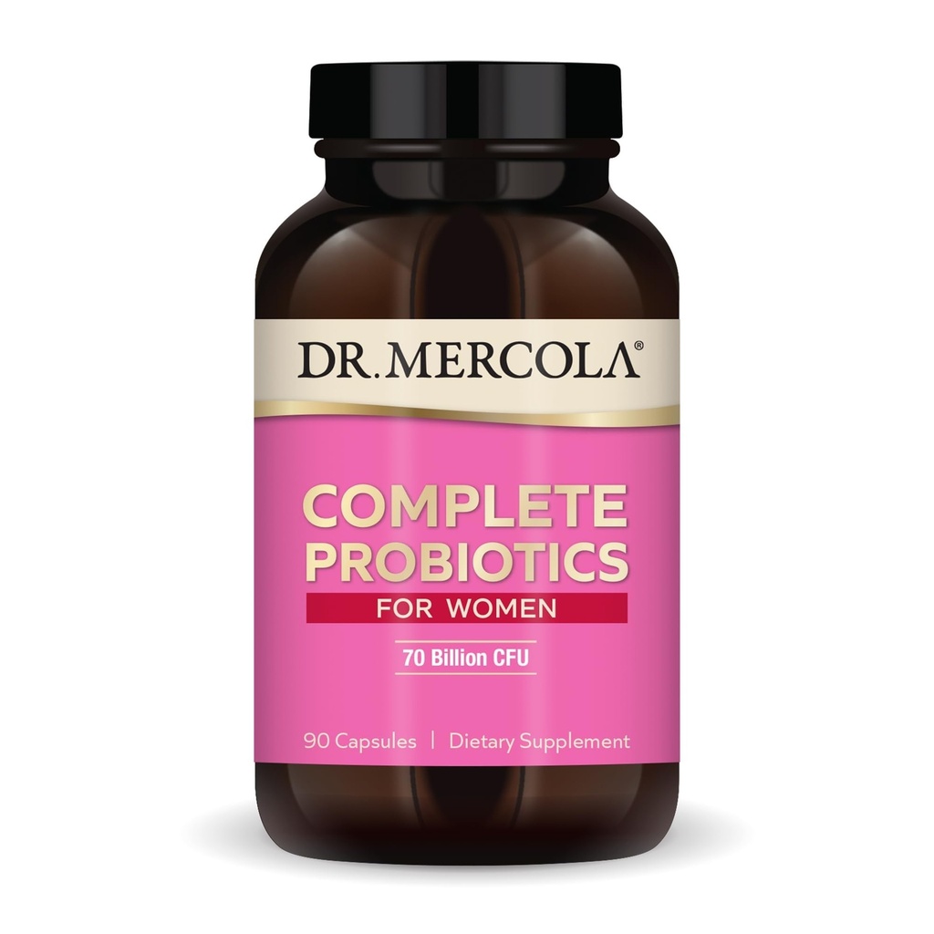 Dr. Mercola Probiotici completi per le donne - Supporti Gut, Vaginal & Immune Salute - Contiene Lactobacillus Strains - Non OGM, Gluten-Free & Soy-Free - 90 Capsule (90 Serve)
