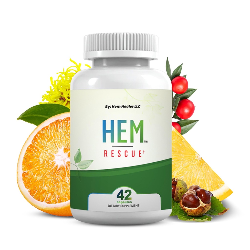 Hem Rescue Hemorrhoid Treatment Supplement - Tutto Naturale, Riduce Discomfort & Swelling, Boosts Blood Flow, Oral Botanical Blend, Made in USA - (1 Bottiglia Pack)