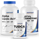 Acido lipoico alfa di Nutricost 600mg, 240 Caps & Tudca 250mg, 60 Caps & Acetyl L-carnitina 500mg, 180 Caps