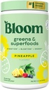 Bloom Nutrition Superfood Greens Powder, Enzimi Digestivi con Probiotici e Prebiotici, Salute Gut, Bloating Relief per le donne, Chlorella, Green Juice Mix with Beet Root Powder, 25 SVG, Ananas