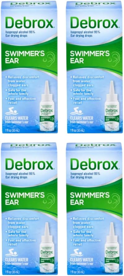 Gocce di asciugatura dell'orecchio di Debrox Swimmer per adulti e bambini, 1 Fl oz. (Pacchetto di 4)