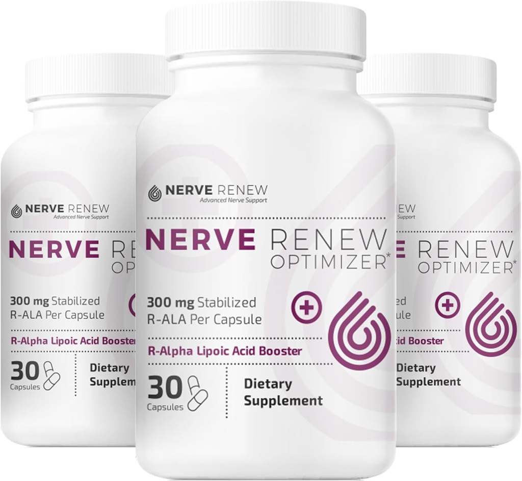 NERVE RENEW Optimizer, 3 Pack (90 capsule) - 300 mg Stabilizzato R-Alpha Lipoic Acid per Capsule per Natural Nerve Discomfort Support - Assorbimento rapido - Sicuro e tutto naturale