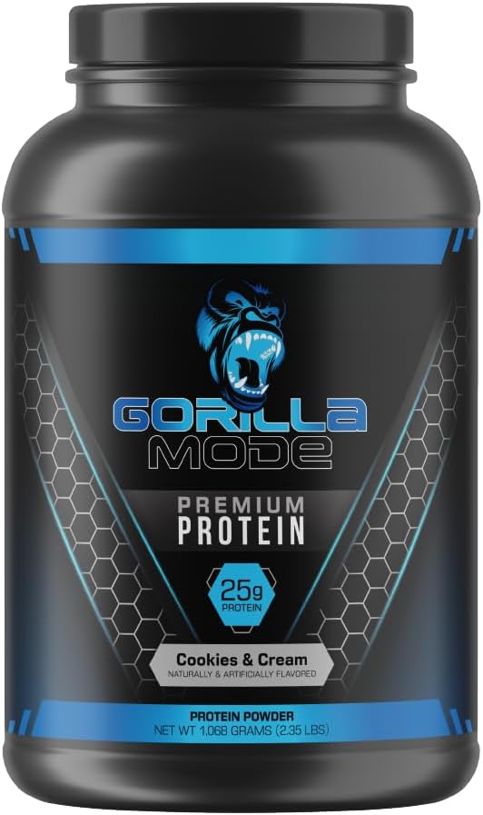 Gorilla Mind Premium Whey Protein - Cookie e Crema, 25 Grammi di Whey Protein Isolate & Concentrate,Recuperare e Costruisci il muscolo (30 Serve)