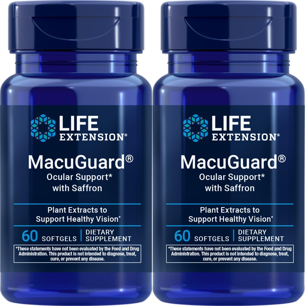 Supporto oculare MacuGuard con Zafferano, 60 softgel (Pack of 2)