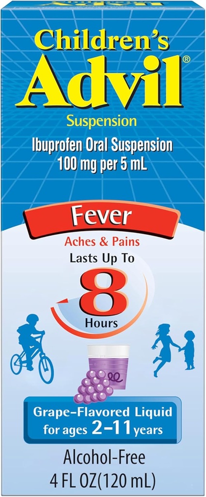 Advil Pain Reliever e Fever Riduttore per bambini, Ibuprofene per bambini Liquid Pain Relief Medicine, Uva - 4 Fl Oz
