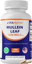 Vitamatic Mullein Leaf 1000mg per Serving - Supporta Respiratorio sano, Bronchial & Immune Funzione - 200 capsule