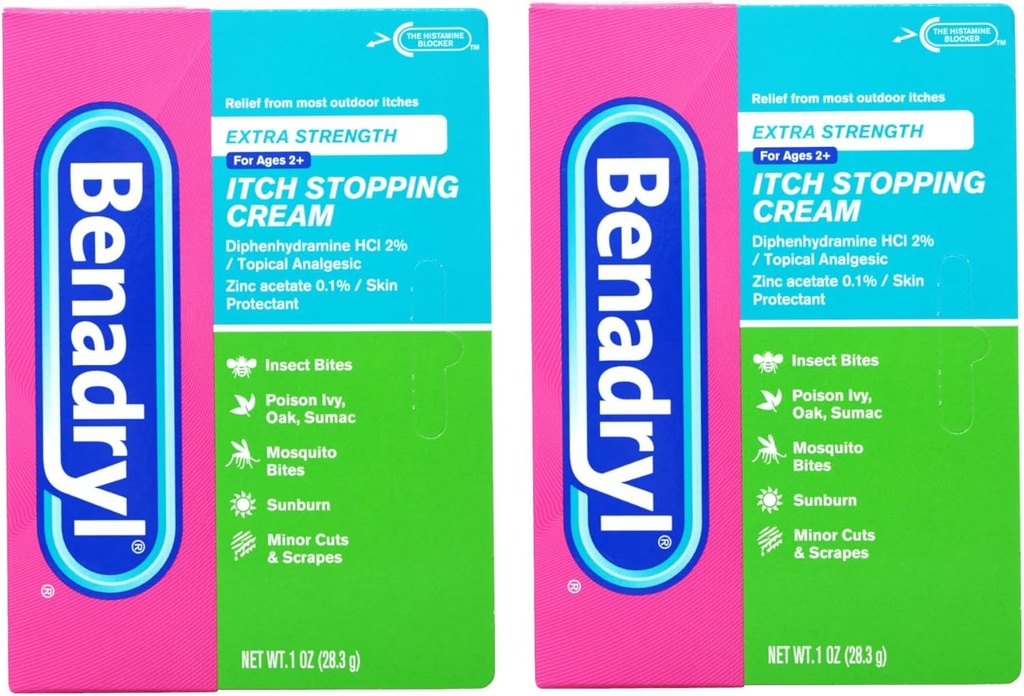 Benadryl Extra Forza Anti Itch Cream 1 Oz Tube (Pack of 2)