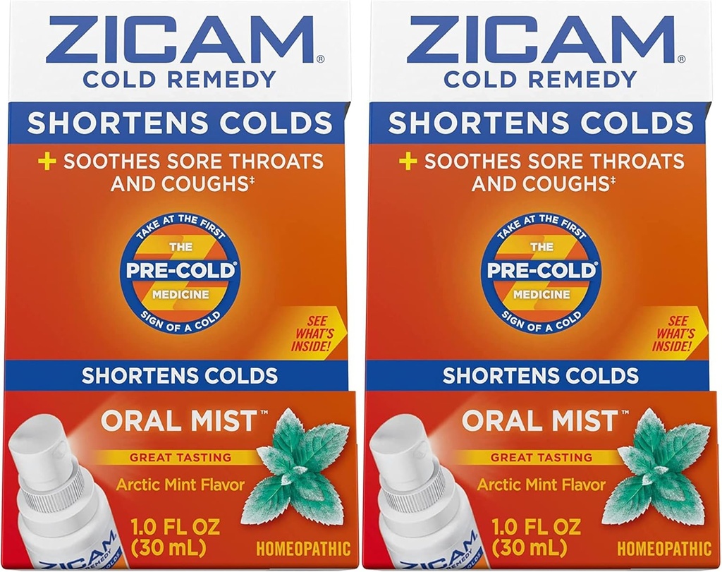 Zicam Cold Remedy Zinc Arctic Mint Oral Mist, 1 oncia (Pack of 2)