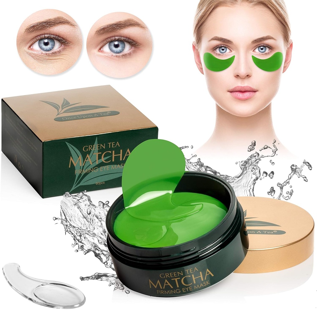 Tè verde Matcha Firming Eye Mask, 30 Coppie Collagen Patches per linee sottili, rughe, sotto il trattamento di occhi Bags & Puffy Eyes, Face Gel Pads che riducono i segni di invecchiamento