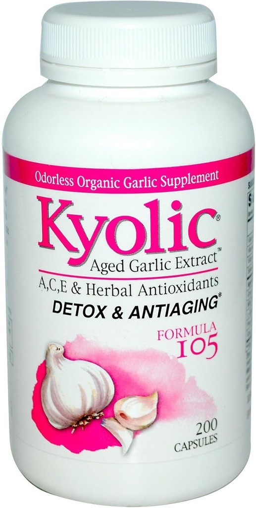 Kyolic Aged Garlic ExtractTM Detox e Anti-Aging Formula 105 -- 200 capsule
