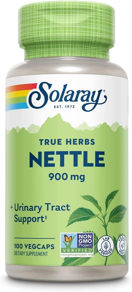 Solaray Nettle Leaf 300mg | Healthy Kidney, Urinary & Prostate Support | Uso tradizionale per sana risposta all'allergia e benessere respiratorio | 100 Count | Pack di 2