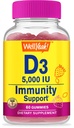 Wellye Vitamina D3 5000 IU (125 mcg) Gummies Extra Strenght -per la salute di ossa, Booster immunitario, Bone e denti di sostegno -Non OGM, Gluten Free, Nut Free, Vegetariano -Strawberry Flavor -60 Gummies