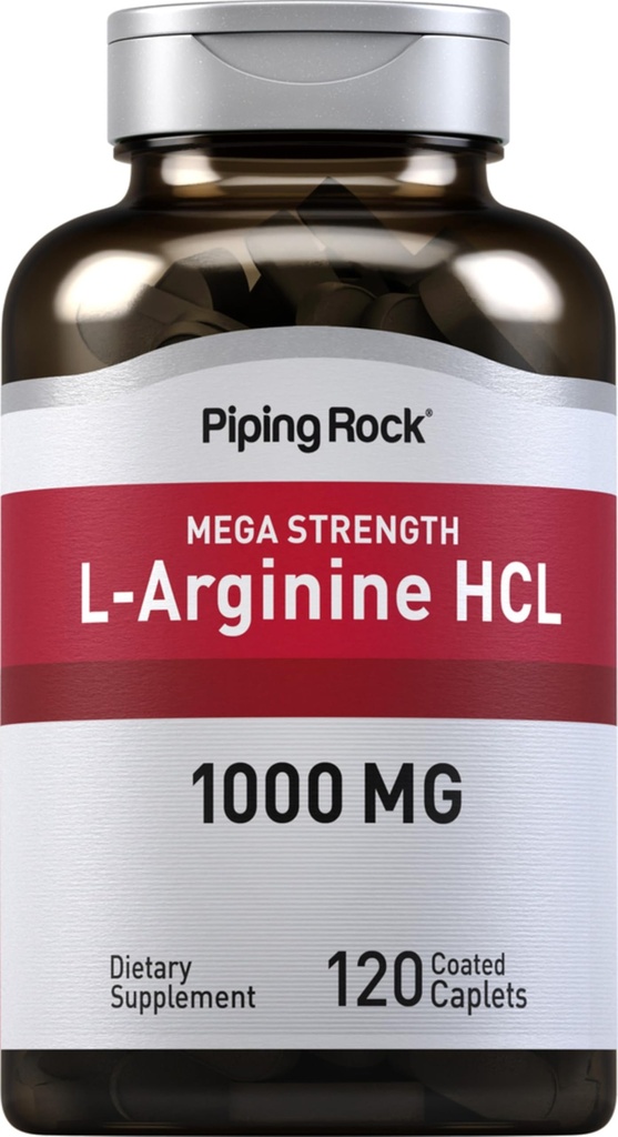 Piping Rock L-Arginine HCl 1000mg | 120 Caplets | Supplemento per gli uomini e le donne | Mega Strength | Vegetariano, Non OGM, Gluten Free