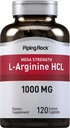 Piping Rock L-Arginine HCl 1000mg | 120 Caplets | Supplemento per gli uomini e le donne | Mega Strength | Vegetariano, Non OGM, Gluten Free