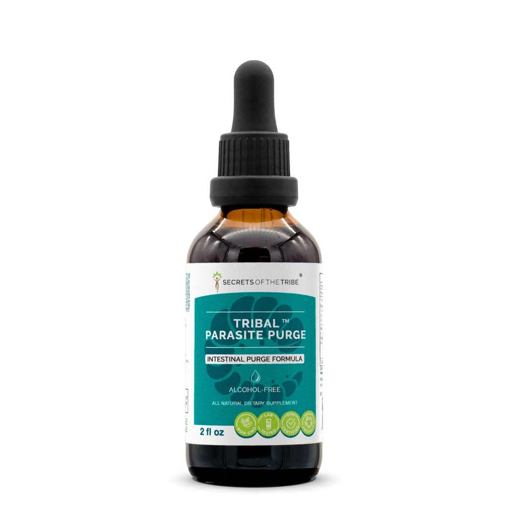 Segreti della Tribe Tribal Parasite Alcohol-Free Extract, High-Potency Herbal Drops, Tincture Fatto da Mirtillo, Aglio, Noce Nera, OSHA, Wormwood, Zucca. Intestinal Purge Formula 2 oz