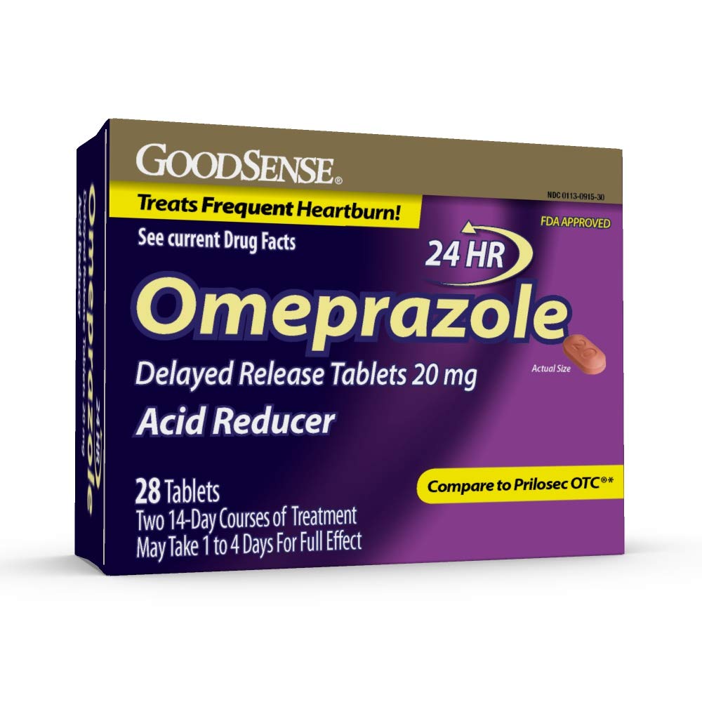 GoodSense Omeprazole Delayed Release Tablets 20 mg, Riduttore di acido, Tratta frequentemente bruciore di stomaco, 28 conte
