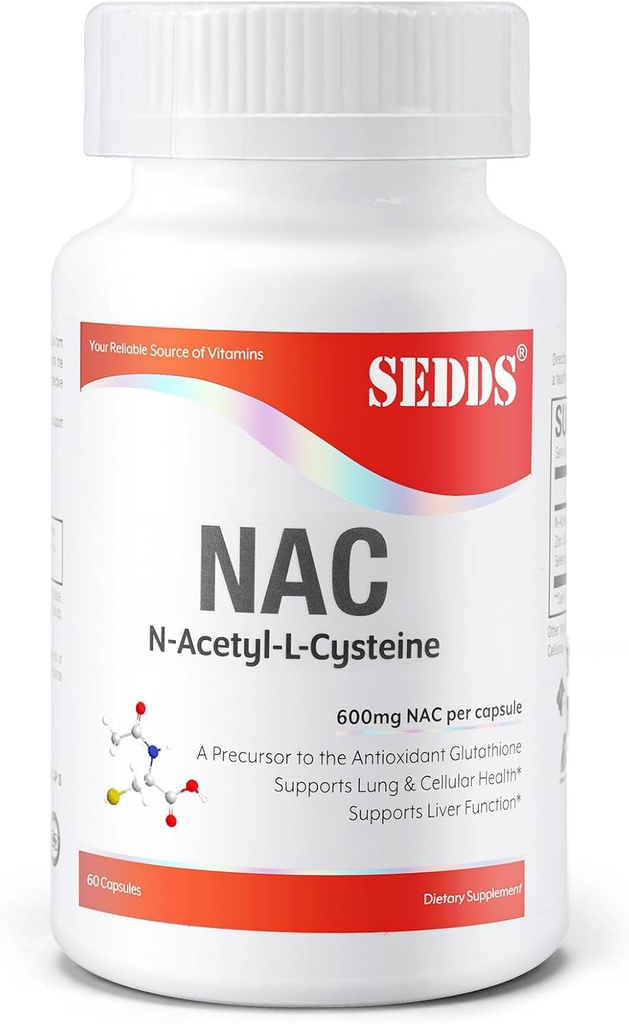 Integratori, N-Acetyl Cysteine (NAC) 600mg, 60 Veg Capsule - Non OGM, Gluten Free