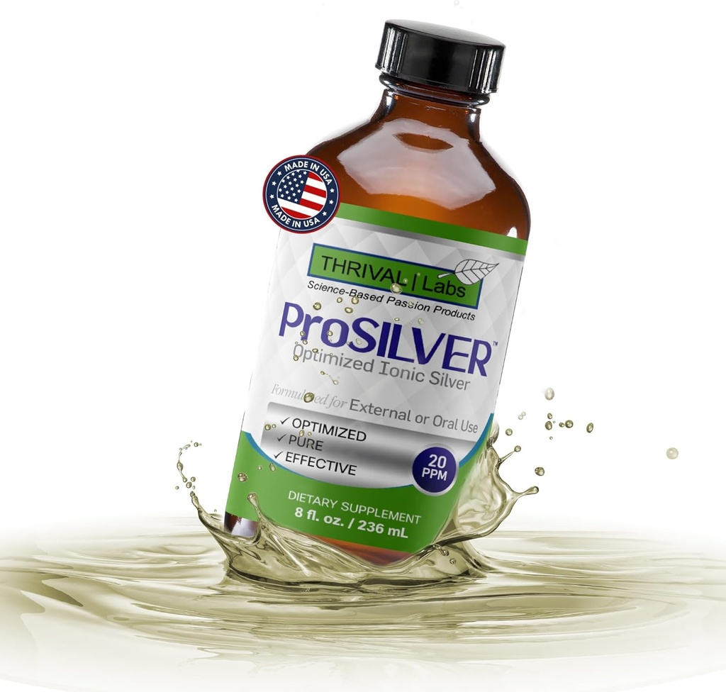 Ionic Colloidal Silver Liquid 20 PPM Bio Active per il supporto immunitario Vetro Bottiglia 8oz Organic Supplemento