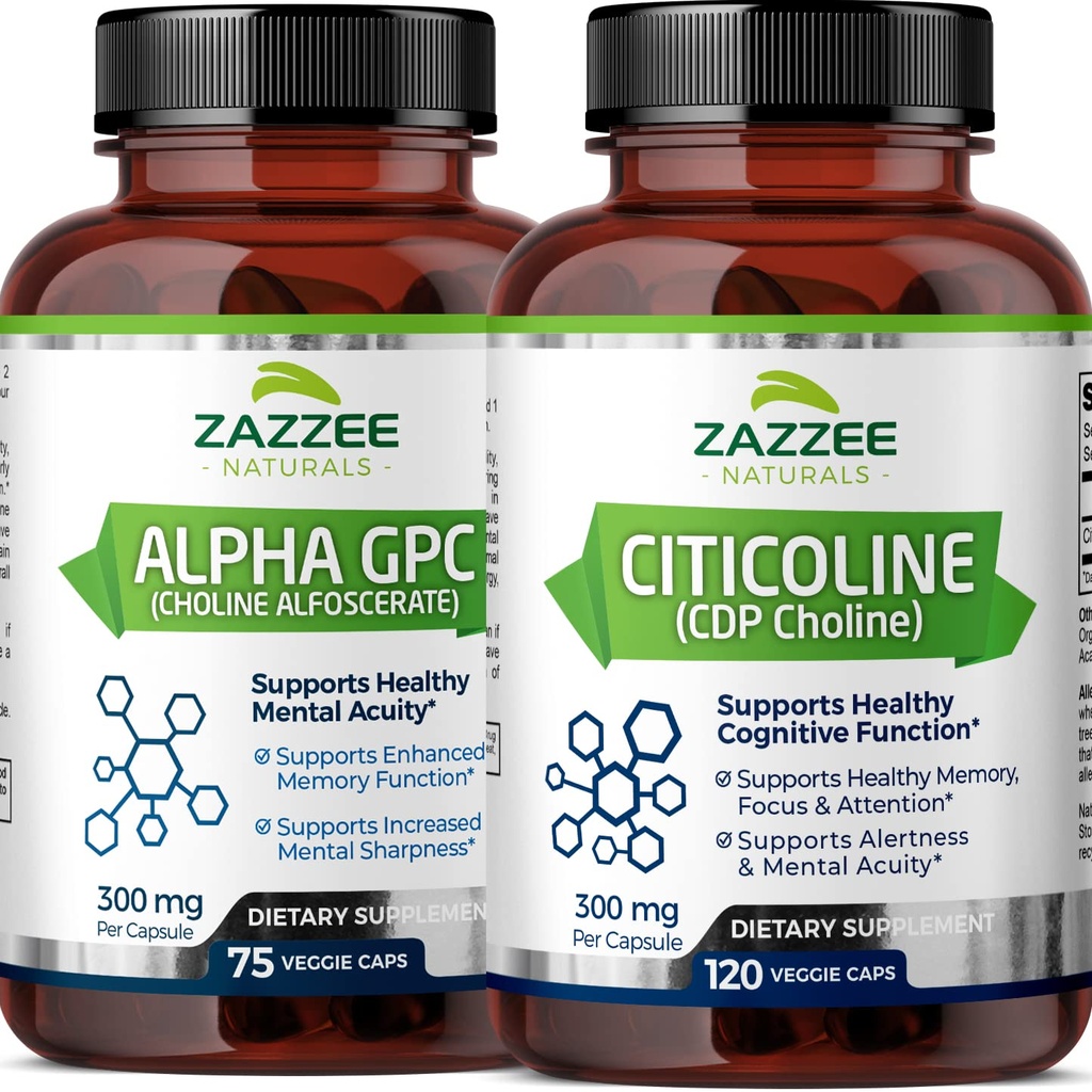 Zazzee Citicoline CDP Choline Capsule e Alpha GPC Choline Capsule