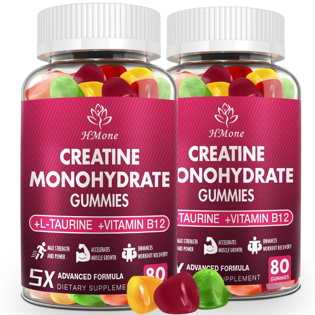 Creatina Monoidrato Gummies - 5g per uomini e donne, 160 Conto e Creatina integratori masticabili per guadagno del muscolo, forza del muscolo, aumento di energia e muscolo, zucchero libero, vegan
