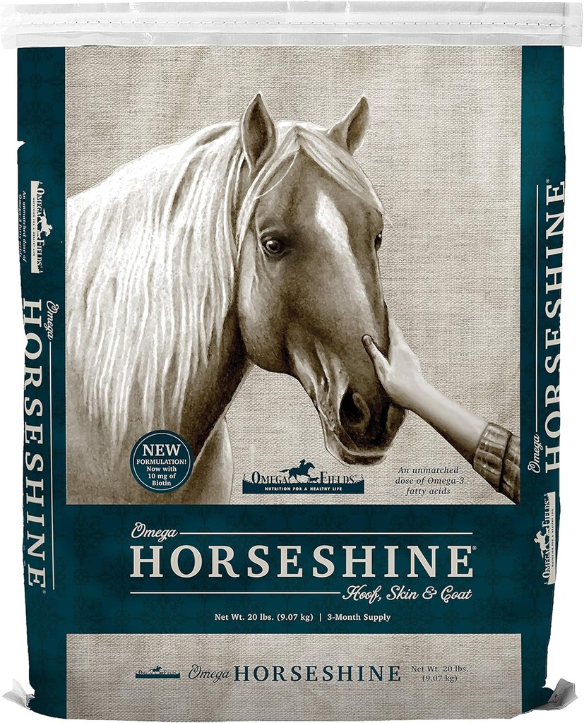 Omega Horseshine Il supplemento Omega 3, aiuta a mantenere un cappotto sano lucido, 20 lb, marrone