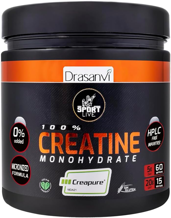 DRASANVI Sport Live 10.58 Ounce Creatine Monohydrate Powder - rinforza e aumenta i muscoli - senza allergeni - Neutral Flavor - Composizione pura ed efficace