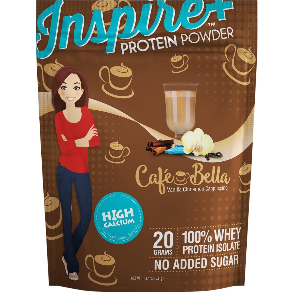 Bariatrico mangiare Inspire Cafe Bella Vanilla Cinnamon Cappuccino Zucchero-Free 20g polvere isolata di proteine del siero (20 porzioni)