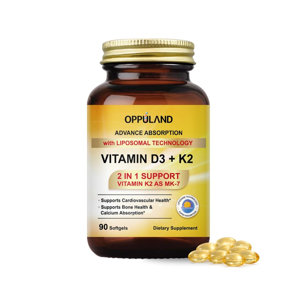Vitamina D3 + K2 5000 IU - Tecnologia Liposomica per l'assorbimento potenziato - MK-7 Vitamin K2 100mcg - Supporta il metabolismo di Bone & Calcium - D3K2 Supplemento per gli uomini e le donne - 90 Softgels