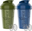 VELOMIX -2 Pack- 20 oz Protein Shaker Bottiglie per Miscele Proteine - 2x Wire Whisk | Leak Proof Shaker Cups for Protein Shakes and Pre Workout | Protein Shaker Bottle Pack (Green/Blue)