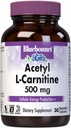 Bluebonnet Nutrition Acetyl L-Carnitina, trasporta gli acidi grassi, aumenta l'energia cellulare, Soy & Gluten-Free, Kosher Certificato, Vegan, 30 capsule vegetali, Bianco, 500mg