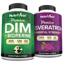 Nutrivein Premium Resveratrolo Capsule e Integratore DIM Bundle: Integratore di Resveratrolo ad alto assorbimento e DIM per Recupero, Equilibrio e Vitalità