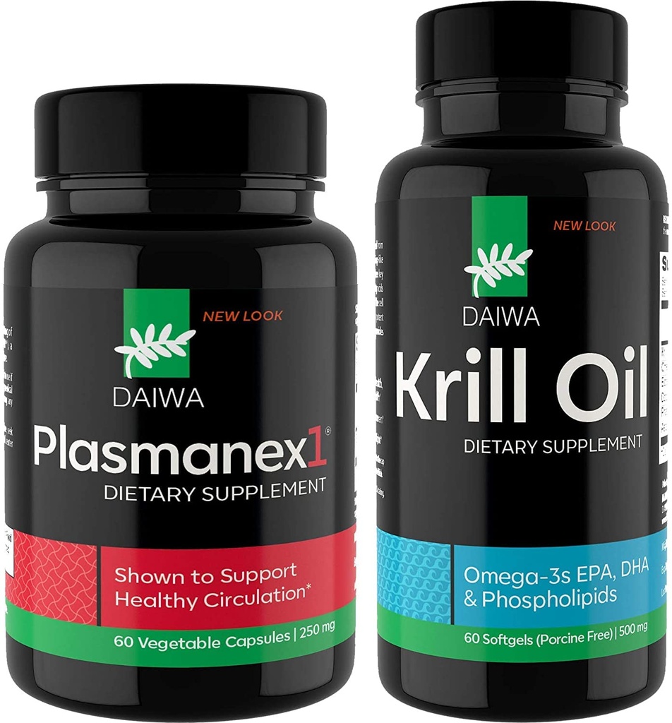 Daiwa Plasmanex 1 – Integratore di circolazione sanguigna + Daiwa Krill olio – Omega 3 Krill capsule olio