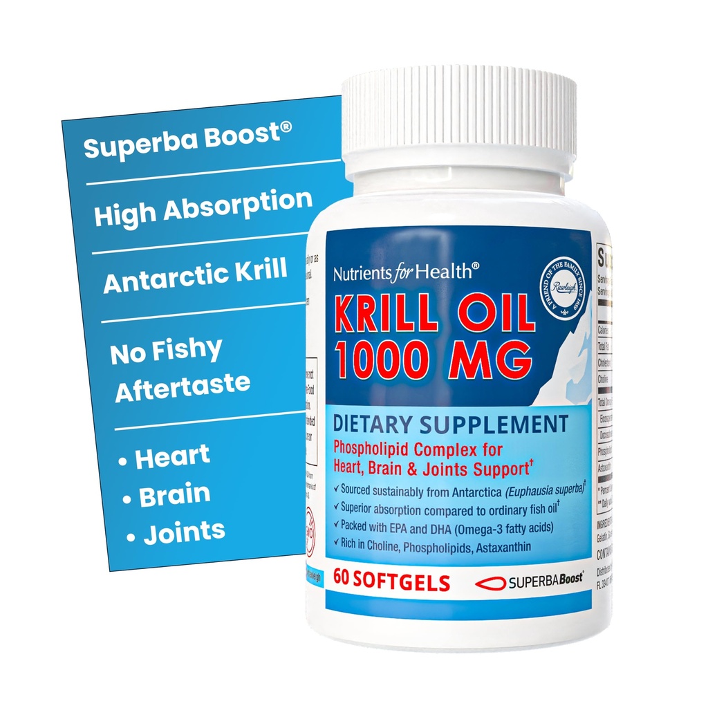 Rawleigh Premium Red Krill olio: 60 Softgel non OGM, 1000mg di Euphasia Superba olio al giorno, ricco di Choline, fosfolipidi, astaxantina, EPA & DHA Omega-3 acidi grassi, per cuore, articolazioni, salute del cervello