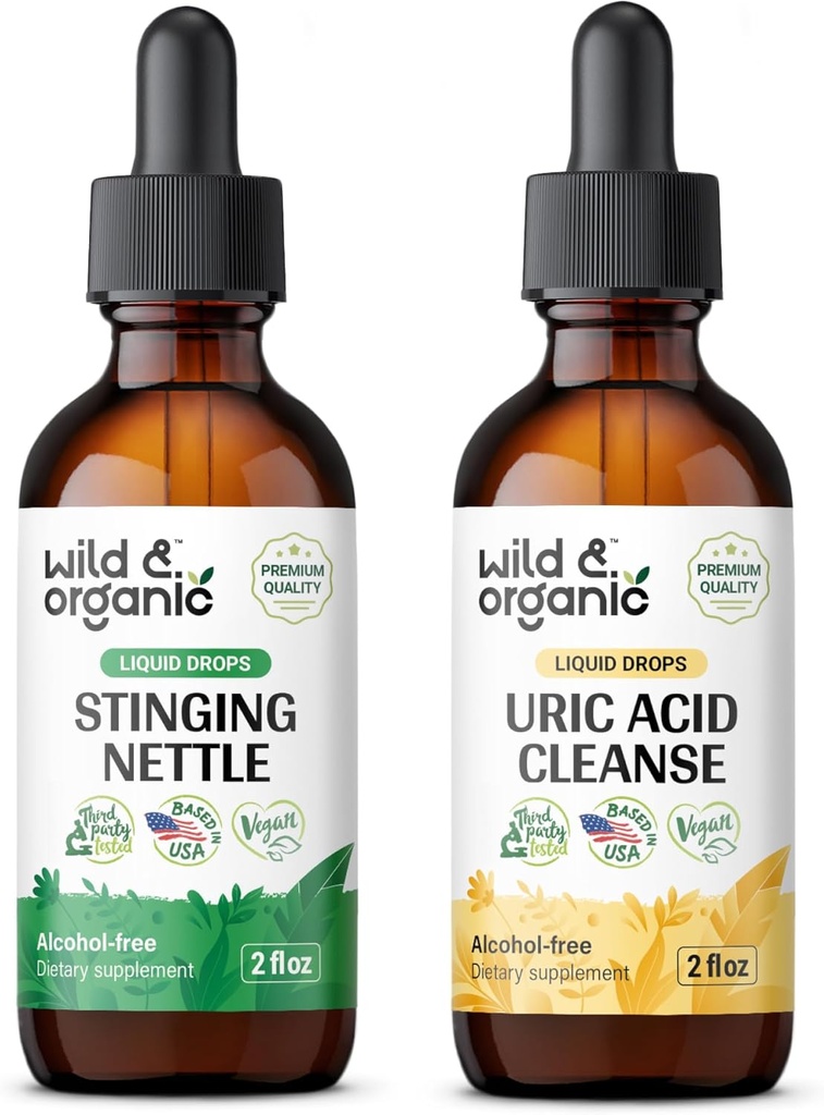 Tintura di radice di ortica selvatica e organica 2 fl oz & Uric Acid Cleanse Tincture 2 fl oz