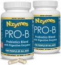 Nzymes® Pro-B Probiotics and Digestive Enzymes for Digestive Balance, Better Digestion, Indigestion and Constipation (180 Total Caplets) - Made in the USA