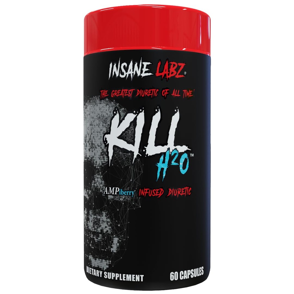 Insane Labz Kill H2O, AMPiberry Infused Diuretic, Ridurre la ritenzione idrica e Bloating Relief con Radice di Dandelion e Estratto di tè verde, 20 Serve