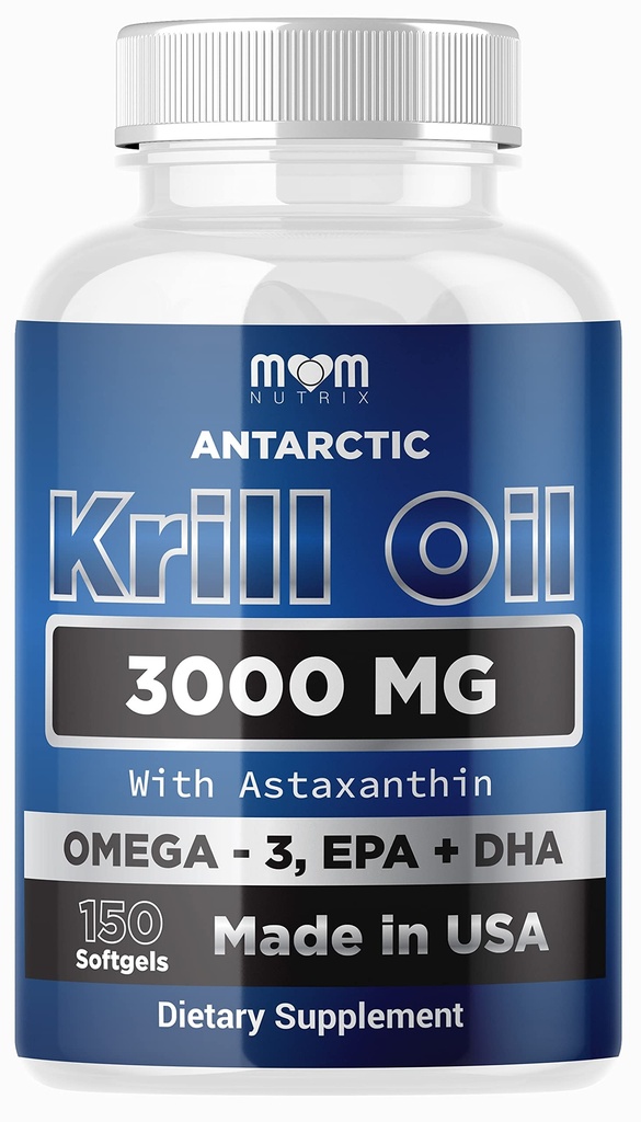 Dr. JOEL'S MOM NUTRIX Antarctic Krill Oil Supplement - 150 Softgels - Alto assorbimento EPA, DHA, Astaxanthin & Phospholipid - No Fishy Aftertaste Like Fish Oil - Made in USA