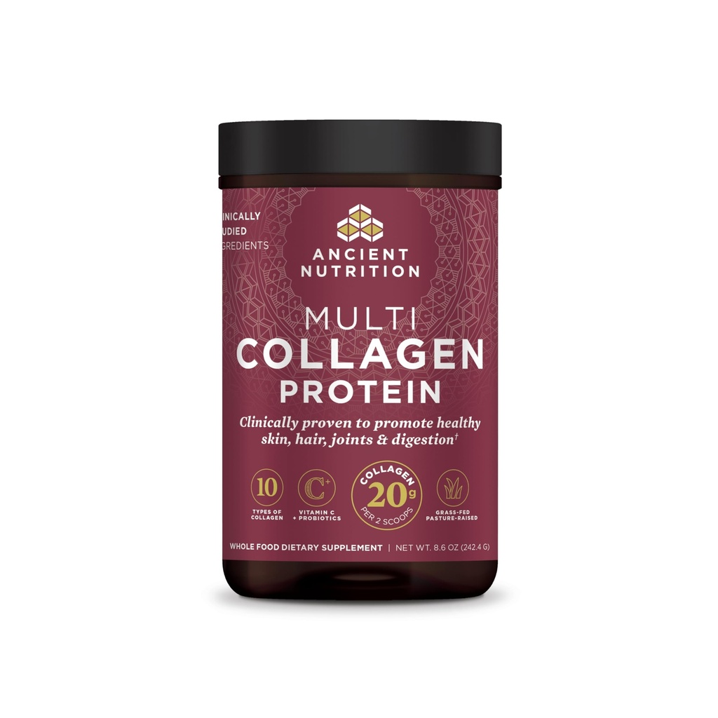 Antica Nutrition Peptidi di collagene idrolizzato polvere, Multi Collagen senza aroma per le donne e gli uomini con vitamina C, 24 Serve, Supporta pelle e unghie, Salute Gut