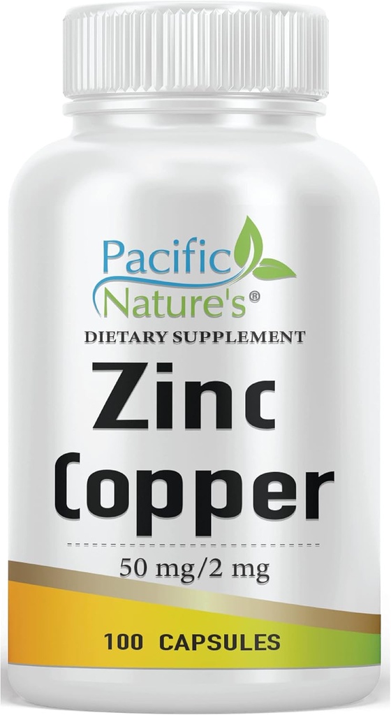 Integratore di rame di zinco (100 capsule) con 50 mg di zinco Gluconate, 2 mg di solfato di rame per il supporto immunitario - senza glutine, non OGM
