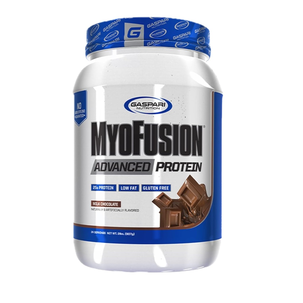 Gaspari Nutrition Myofusion Advanced Protein, Protein Blend with Whey Protein, Casein Protein e Isolate Protein, Low Fat and Gluten Free (2lbs, Chocolate)