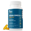 Dr. Tobias Vegan Omega 3 Supplemento, 1400mg Olio di alghe, 420mg DHA, e 210mg EPA per porzione, Non OGM, Senza glutine, Senza Carrageenan, 60 capsule, 30 Serve