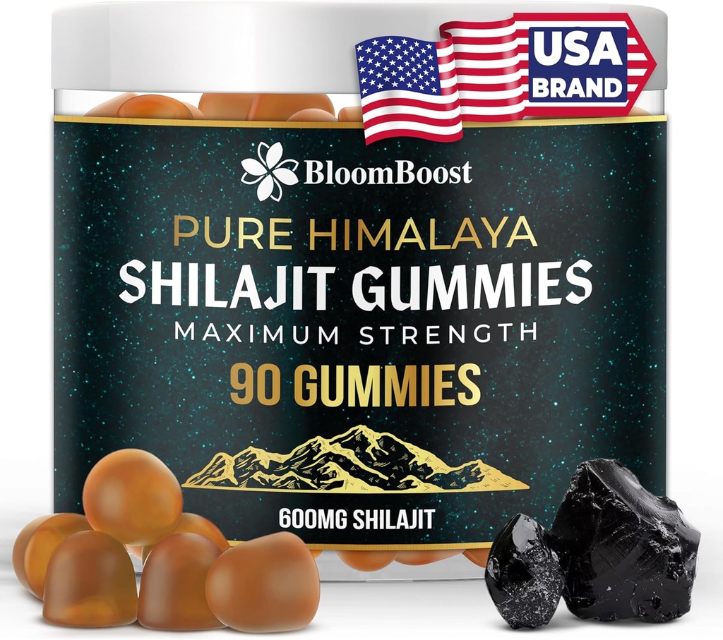 Shilajit Gummies - Integratore organico dell'Himalaya senza zucchero | 600mg Shilajit, 90 Gummies per l'energia e il benessere
