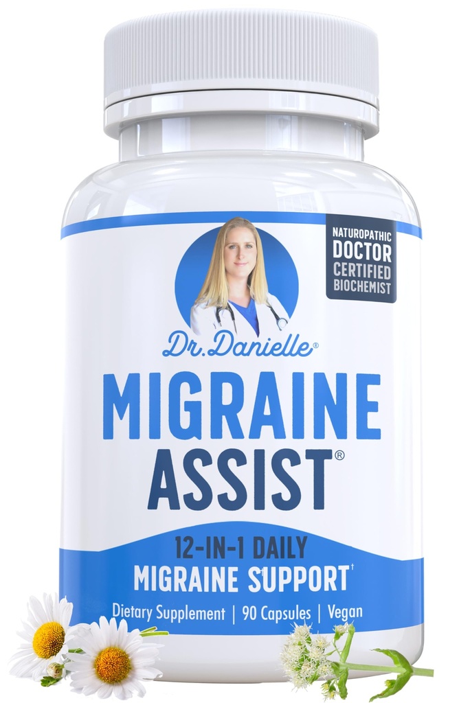 Miglior prodotto Migraine Relief con Magnesio - Integratore di Assist Migraine con Quercetin, Feverfew, Butterbur, CoQ10 dal Dr. Danielle, 90 capsule