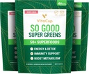 VitaCup Super Greens Powder Smoothie & Juice Mix w/ 50+ Superfoods Premium, Salute Digestiva, Bloating Relief, Detox, Gut Health w/Probiotics, Antiossidanti, Berry Lemon, 30 Servings Ogni, 3 Borse